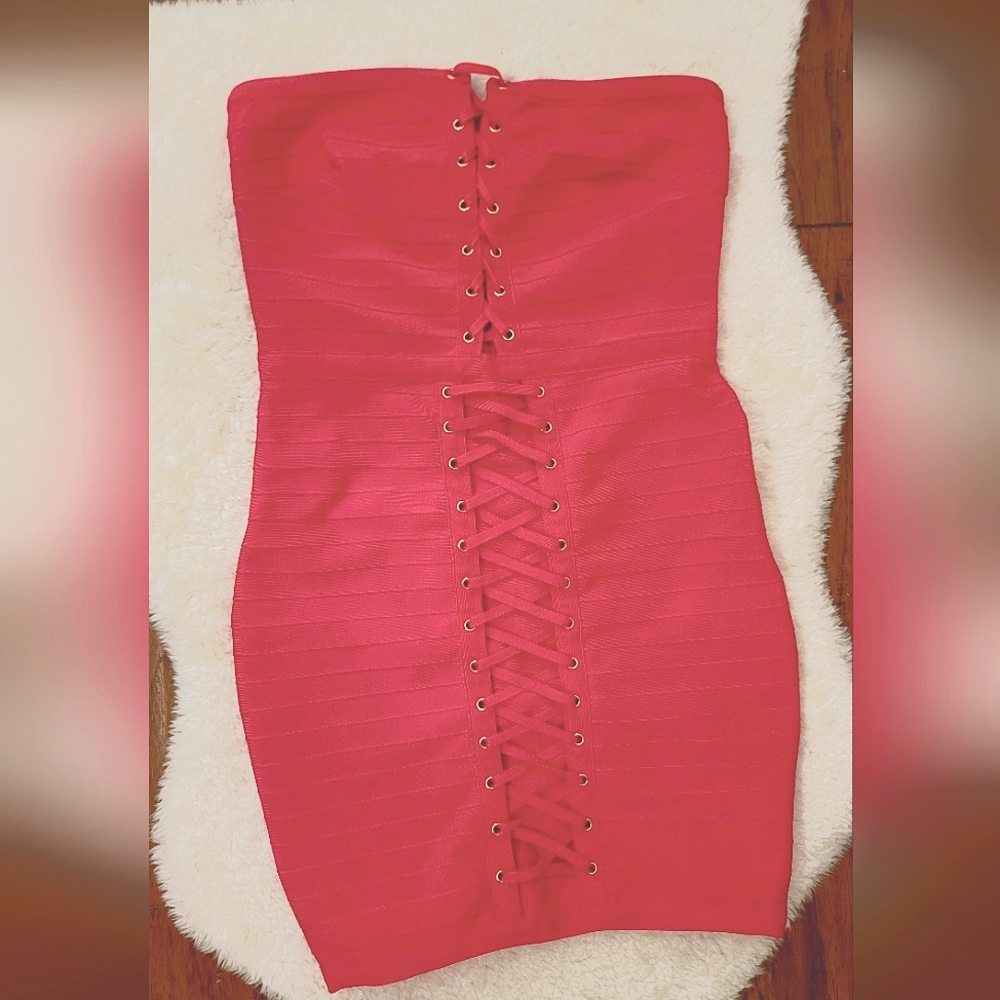 Bright Pink Bandage Dress